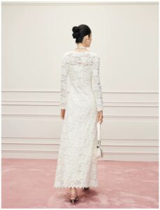 French hollowed out white lace dress