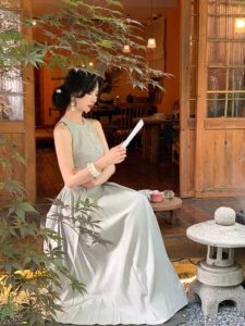 Heavy industry bead embroidery lace up large swing mop horse face skirt set