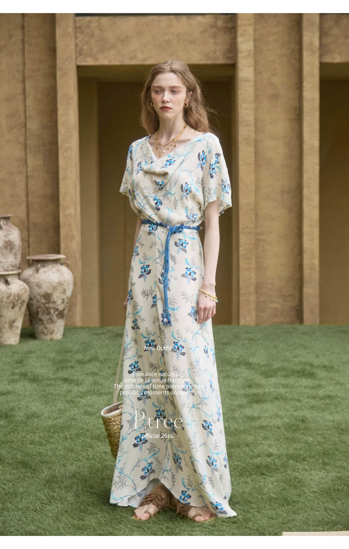 100% herringbone three-dimensional cut long skirt dress 100% herringbone three-dimensional cut long skirt dress