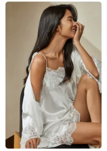 Silk camisole nightgown, women's retro heavy industry lace splicing, 19mm mulberry silk sleepwear