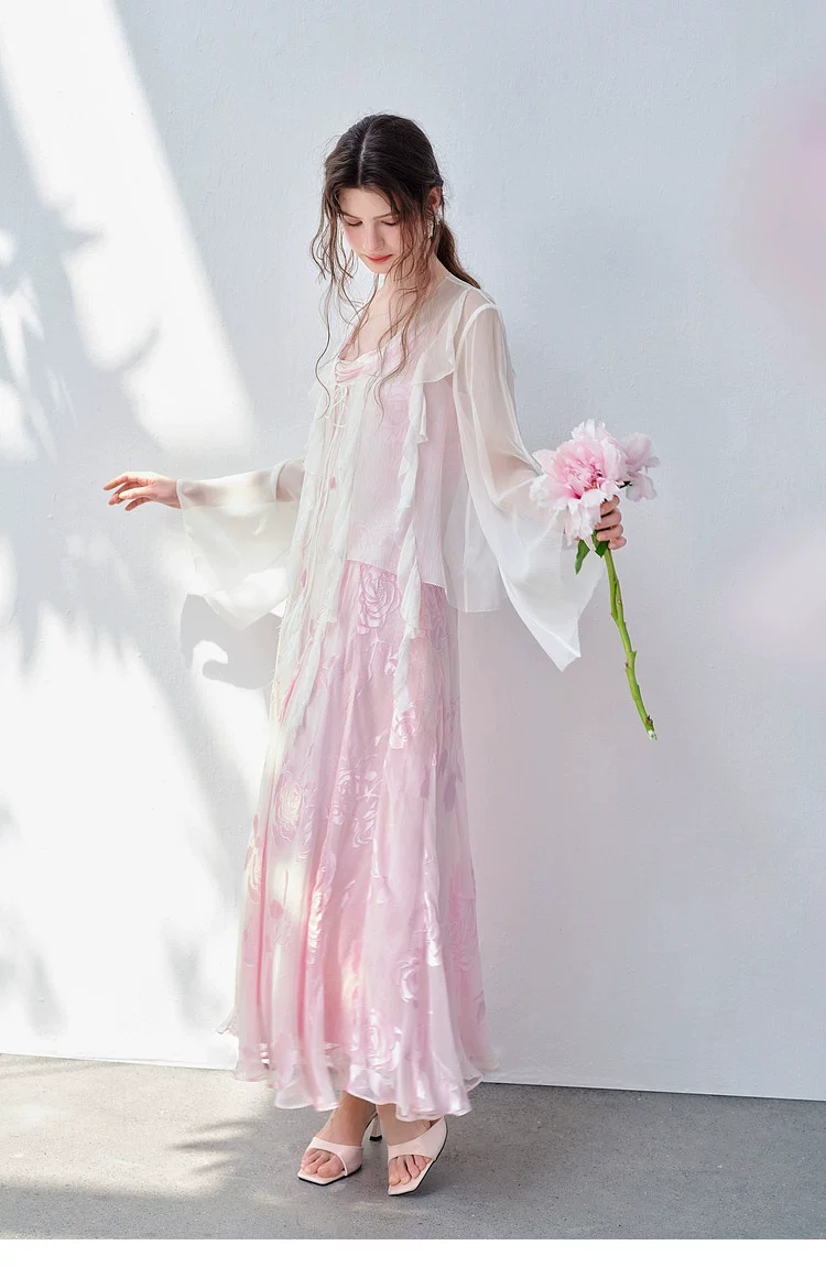 Silk collar camisole dress in pink Silk collar camisole dress in pink