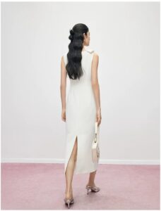 White French style heirloom bow vest dress