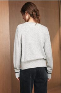 Sheep wool hollow V-neck knitted cardigan for women