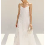 Romantic vacation heavy industry hollow sequin embroidered A-list suspender dress