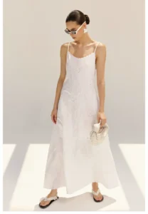 Romantic vacation heavy industry hollow sequin embroidered A-list suspender dress