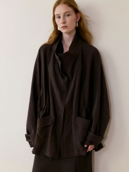 Lyocell linen windbreaker jacket