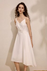 suspender waist cinching dress
