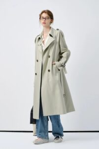 Women's autumn new British style silhouette coat with windbreaker jacket