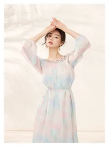 French floral mulberry silk temperament skirt