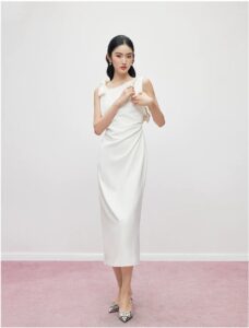 White French style heirloom bow vest dress