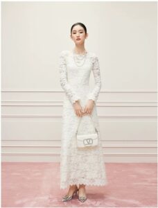 French hollowed out white lace dress