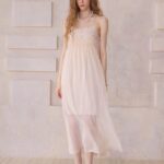 New nude apricot sequined camisole dress