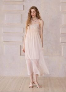 New nude apricot sequined camisole dress