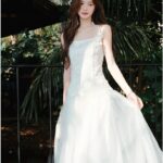 Water soluble flower ballet princess style suspender mesh dress