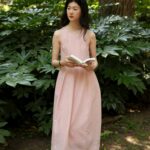 flower bud shaped waist cinched sleeveless dress