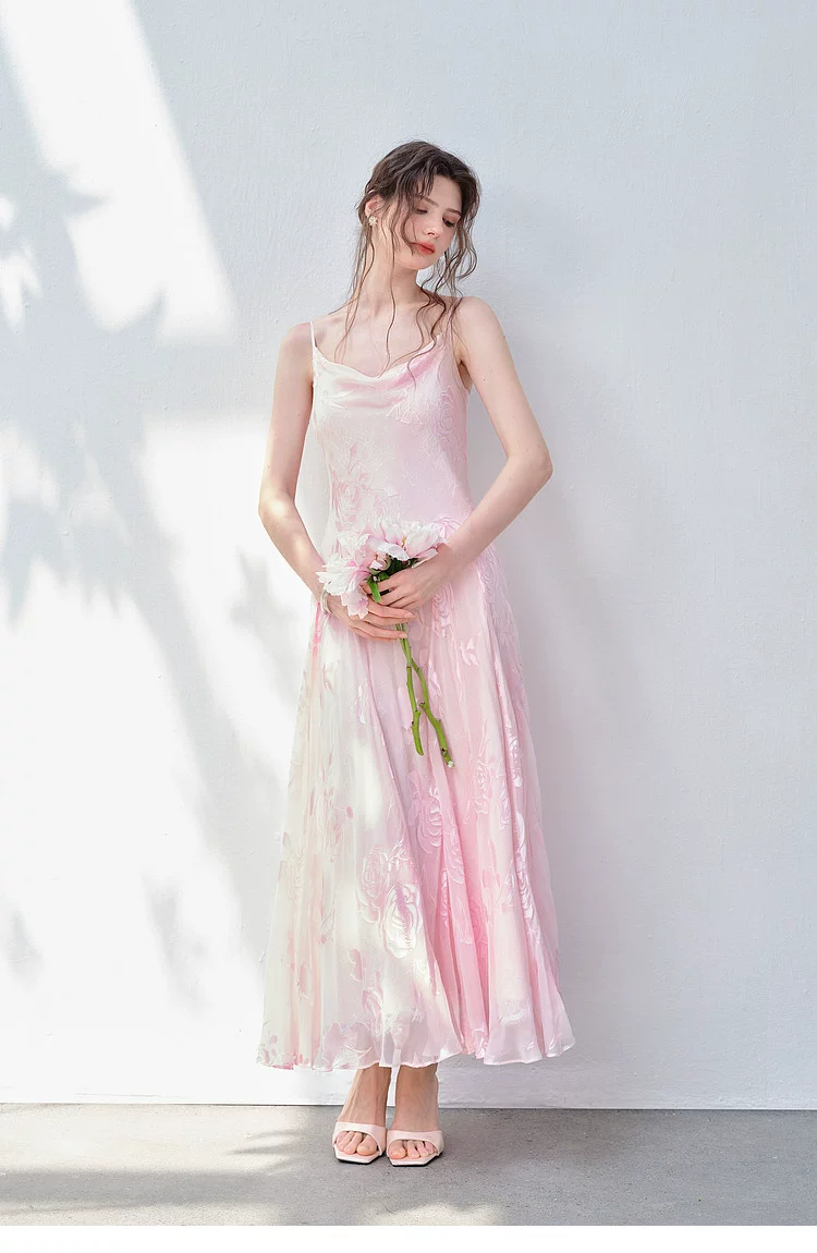 Silk collar camisole dress in pink Silk collar camisole dress in pink