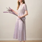New purple knitted heavy-duty hot stamping beautiful set skirt