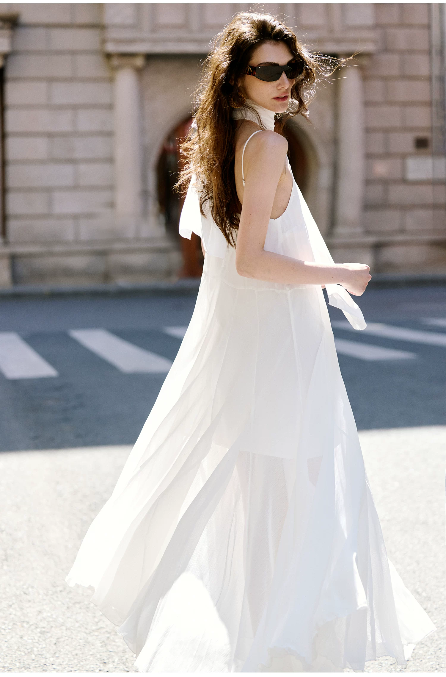 Strap dress, women's large A-line chiffon long skirt Strap dress, women's large A-line chiffon long skirt