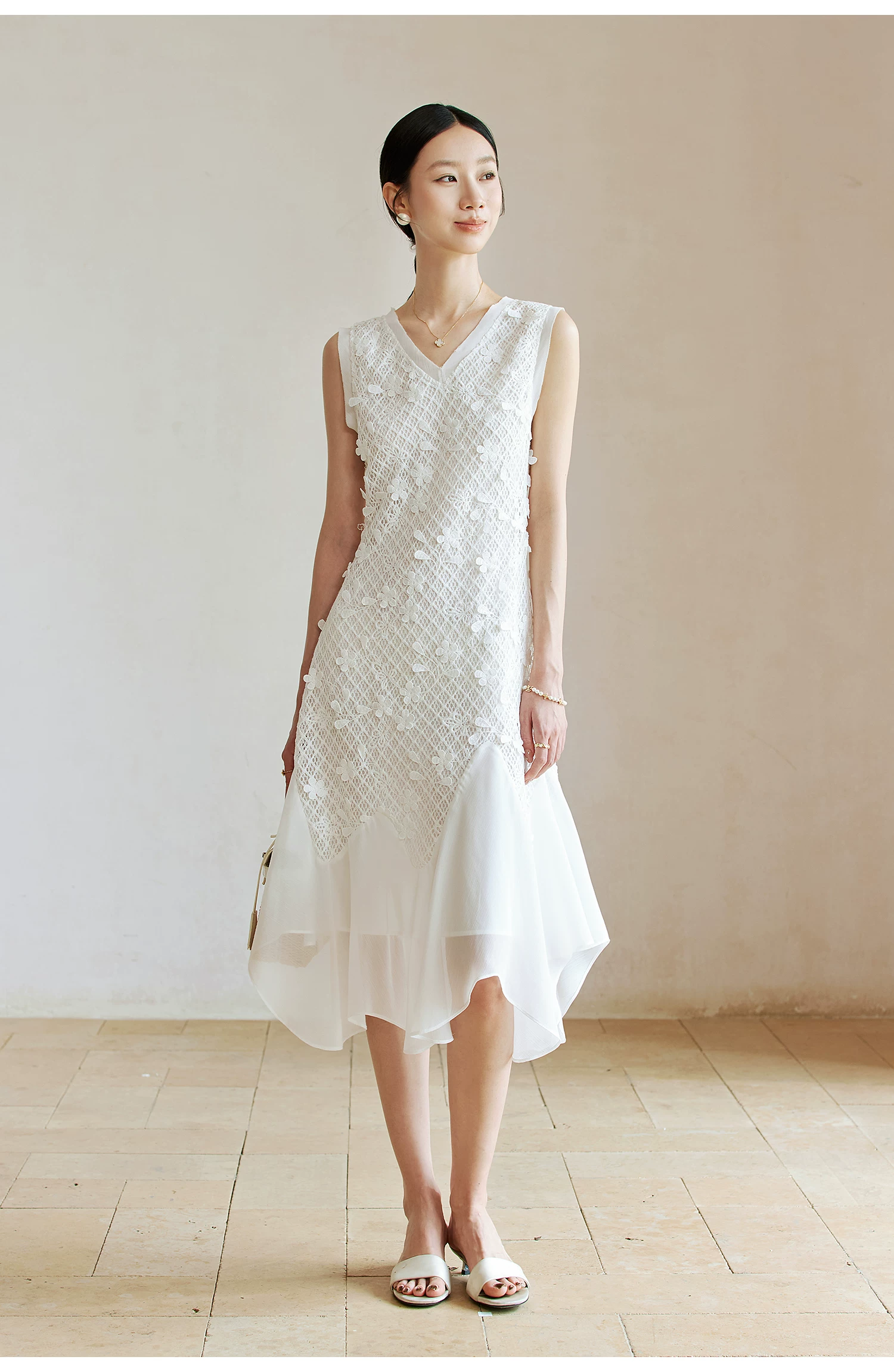 French style waist cinching slimming pole level feeling V-neck vest dress French style waist cinching slimming pole level feeling V-neck vest dress