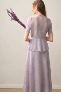 New purple knitted heavy-duty hot stamping beautiful set skirt