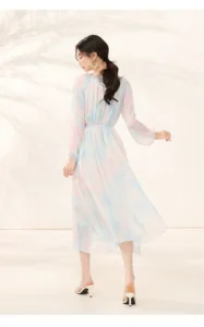 French floral mulberry silk temperament skirt