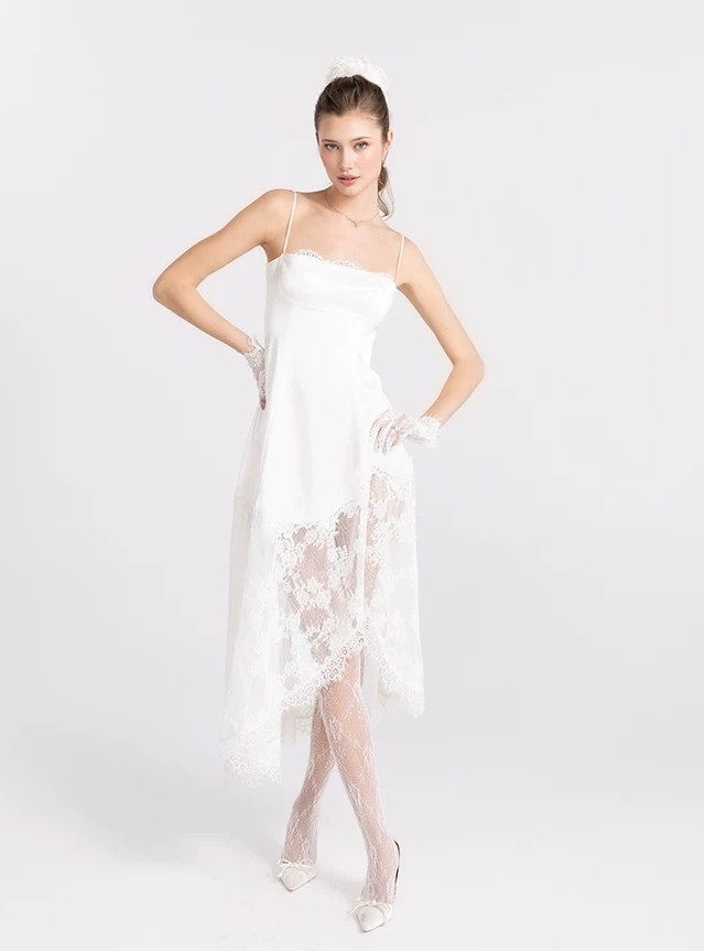 Lace patchwork satin dress Lace patchwork satin dress