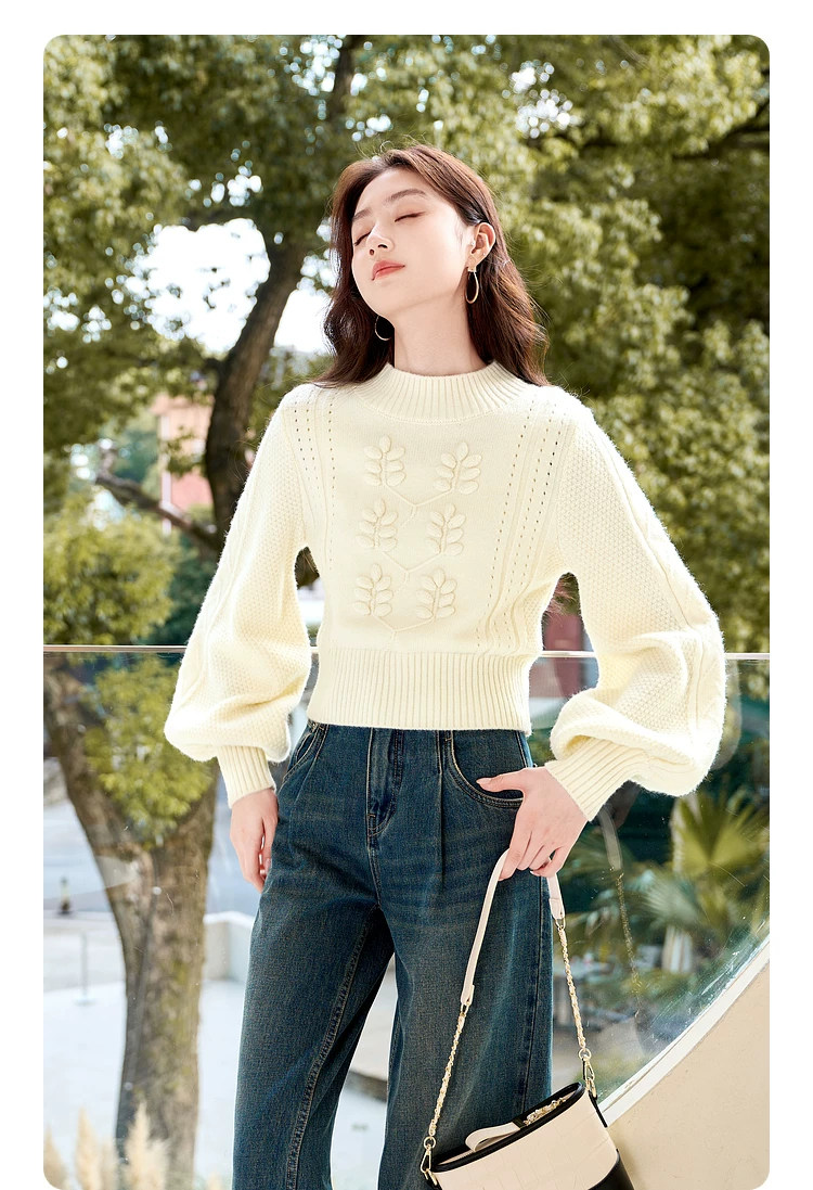 Lazy style short outerwear pullover lantern sleeve sweater for women Lazy style short outerwear pullover lantern sleeve sweater for women