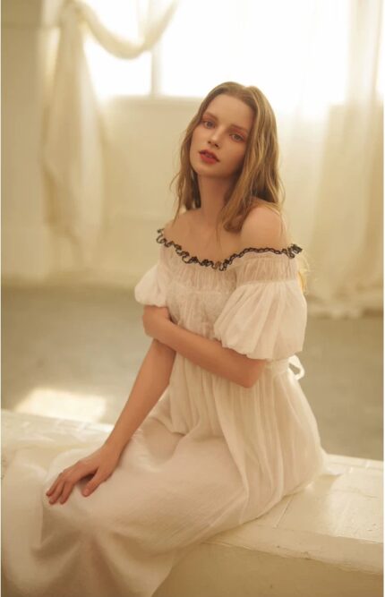 Cotton summer princess style nightgown that can be worn outside