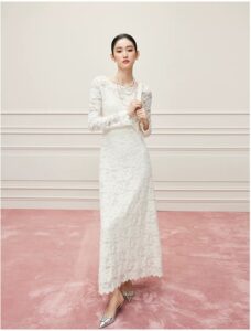 French hollowed out white lace dress