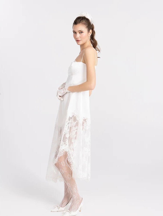 Lace patchwork satin dress!!2208297298892 Lace patchwork satin dress