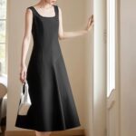 Elegant minimalist three-dimensional cut sleeveless dress