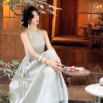 Heavy industry bead embroidery lace up large swing mop horse face skirt set