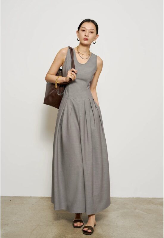 Knitted wool French vest dress