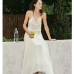 Handmade beaded acetic acid white suspender collar hanging neck vacation vest