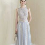 Collar lace hollow sleeveless dress