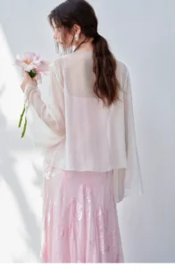 Silk collar camisole dress in pink