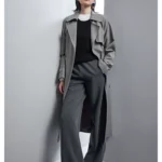 Old money style gray long windbreaker for women