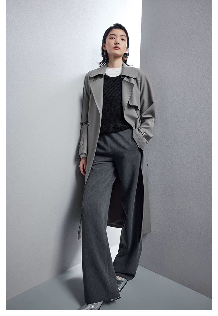 Old money style gray long windbreaker for women Old money style gray long windbreaker for women