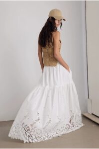 French white midi skirt for women 26 summer new style slimming floor length skirt