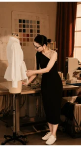 French high-end acetic acid black dress