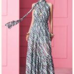 Long ribbon 5-meter material printed long skirt dress