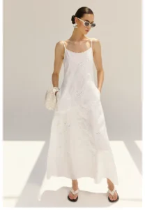 Romantic vacation heavy industry hollow sequin embroidered A-list suspender dress