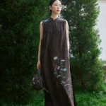 Fragrant cloud gauze daisy patch embroidered loose cheongsam skirt