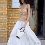 French white midi skirt for women 26 summer new style slimming floor length skirt