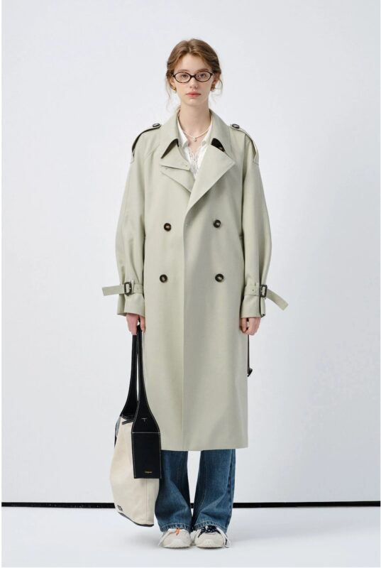 Women's autumn new British style silhouette coat with windbreaker jacket