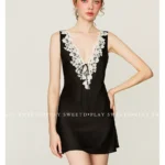 Temperament camisole nightgown sexy lace embroidered short sleepwear