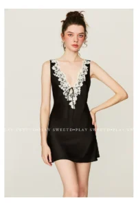 Temperament camisole nightgown sexy lace embroidered short sleepwear