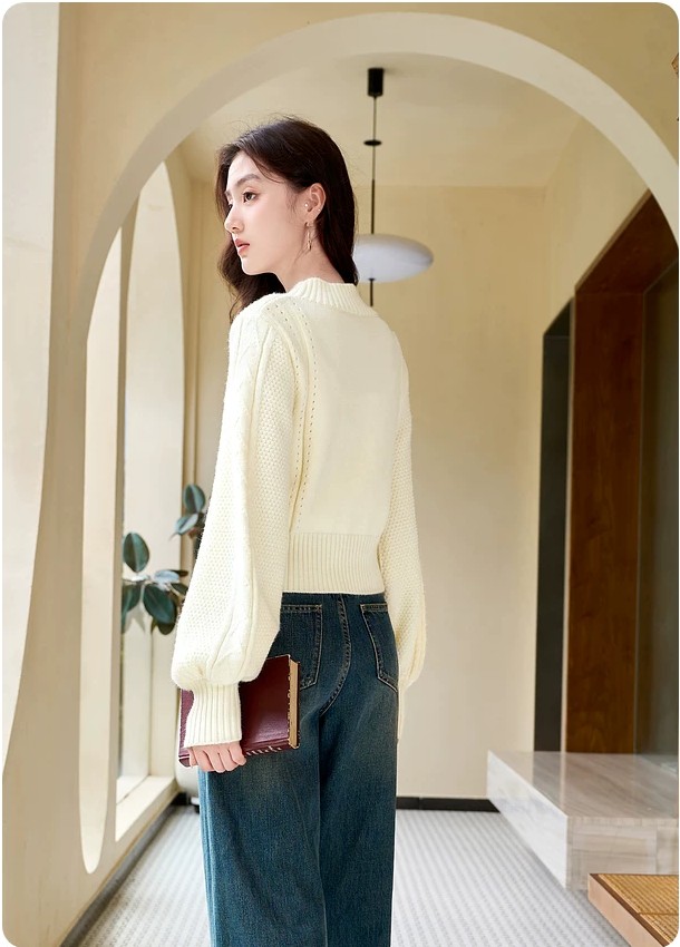 New short outerwear with lantern sleeves and knitted sweater!!737729038 New short outerwear with lantern sleeves and knitted sweater