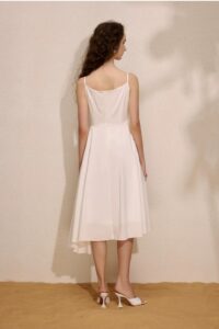suspender waist cinching dress