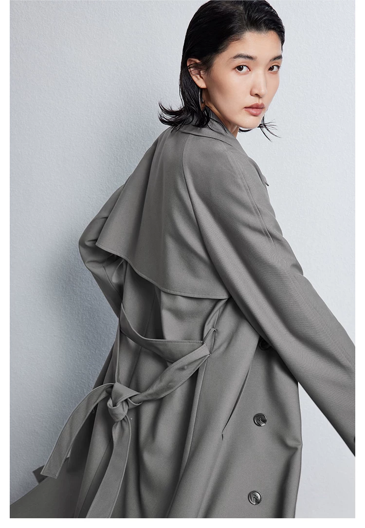 Old money style gray long windbreaker for women!!2996293876 Old money style gray long windbreaker for women